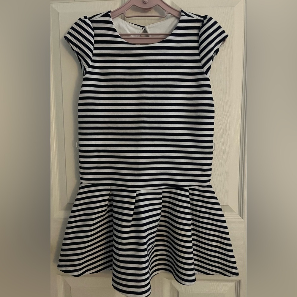 Gymboree navy and white striped dress, size 10